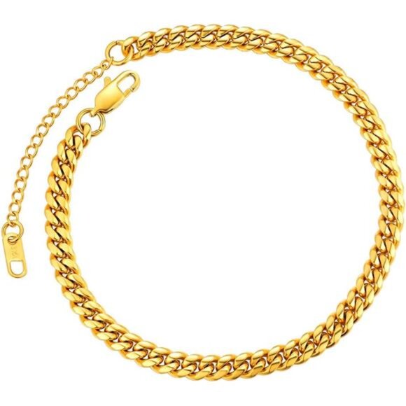Resizable Anklet Chain for Women Men,Figaro/Wheat/Twist Rope/Cuban Foot Bracelet - Picture 1 of 7